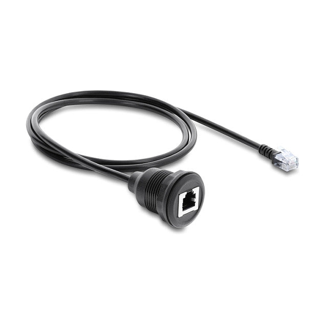Kabel RJ12 Stecker zu RJ12 Buchse zum Einbau 1 m schwarz