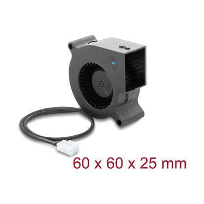 Radiallüfter / Lüftergebläse 12 V DC 60 x 60 x 25 mm mit 3-Pin Lüfteranschluss, schwarz