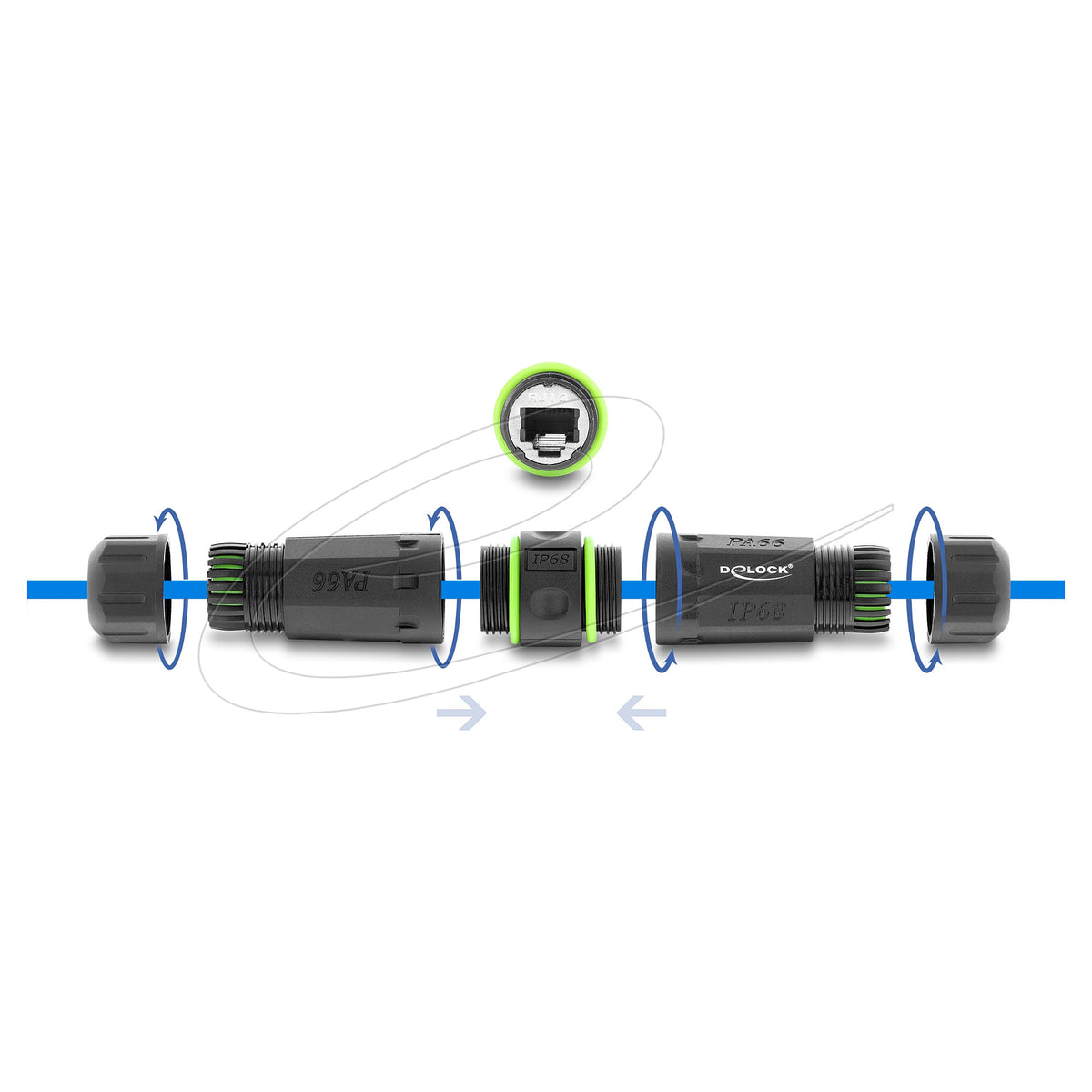Kabelverbinder RJ12 Buchse zu RJ12 Buchse mit M20 x 1,5 mm Gewinde IP68 staub- und wasserdicht