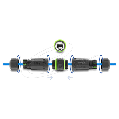 Kabelverbinder RJ12 Buchse zu RJ12 Buchse mit M20 x 1,5 mm Gewinde IP68 staub- und wasserdicht
