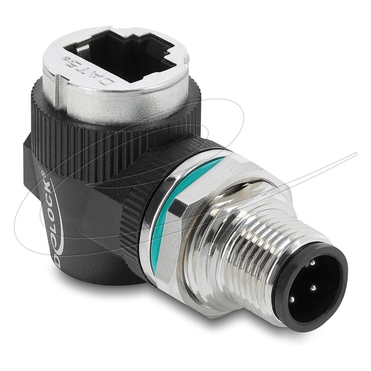 M12 Adapter D-kodiert 4 Pin Stecker zu RJ45 Buchse zum Einbau rund 90° gewinkelt