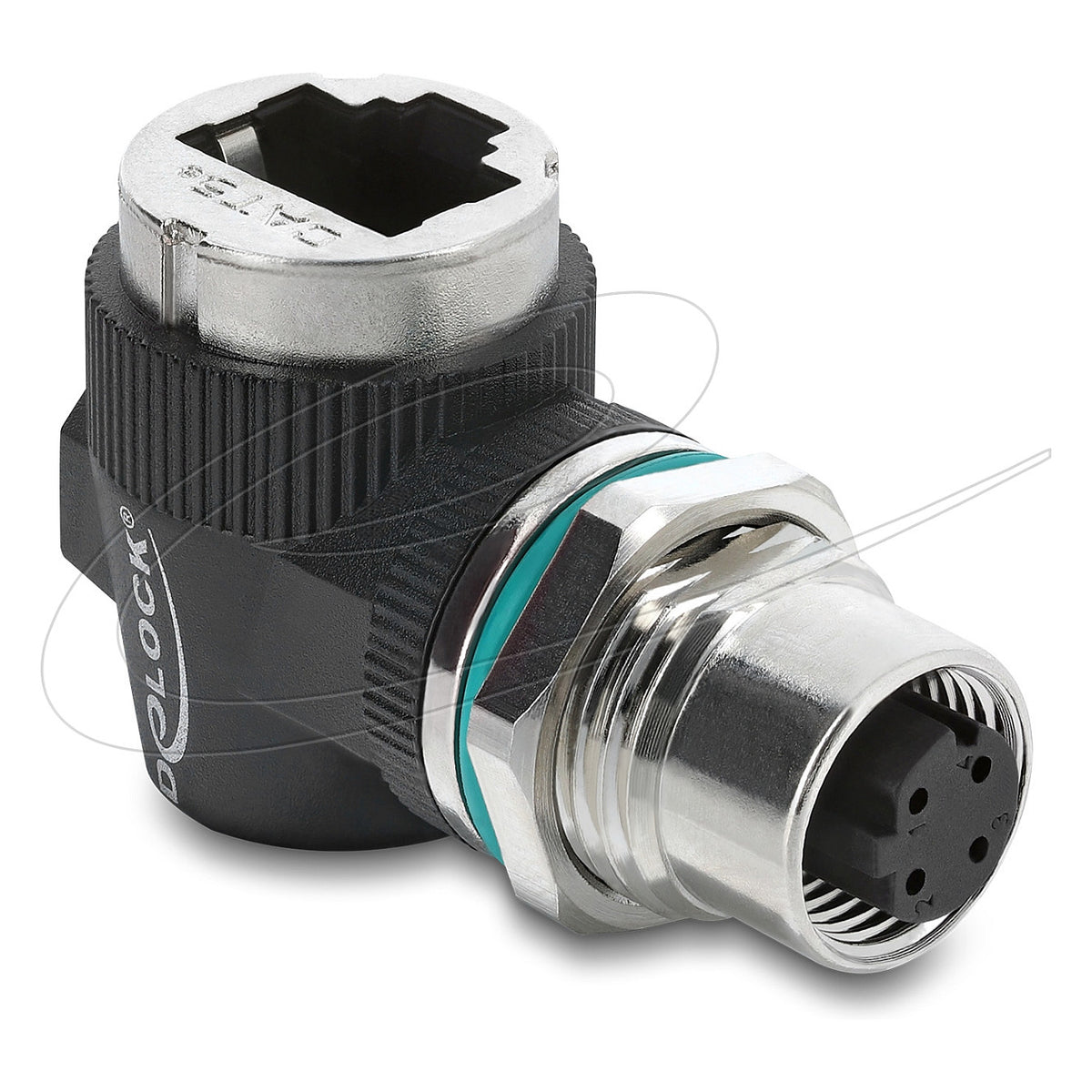 M12 Adapter D-kodiert 4 Pin Buchse zu RJ45 Buchse zum Einbau rund 90° gewinkelt