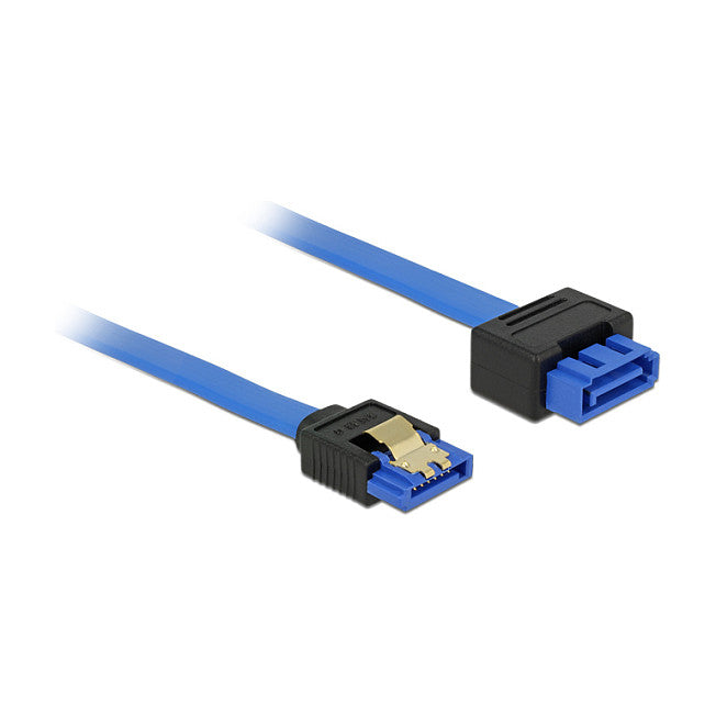 Verlängerungskabel SATA 6 Gb/s Buchse gerade > SATA Stecker mit Einrastfunktion gerade 100 cm blau
