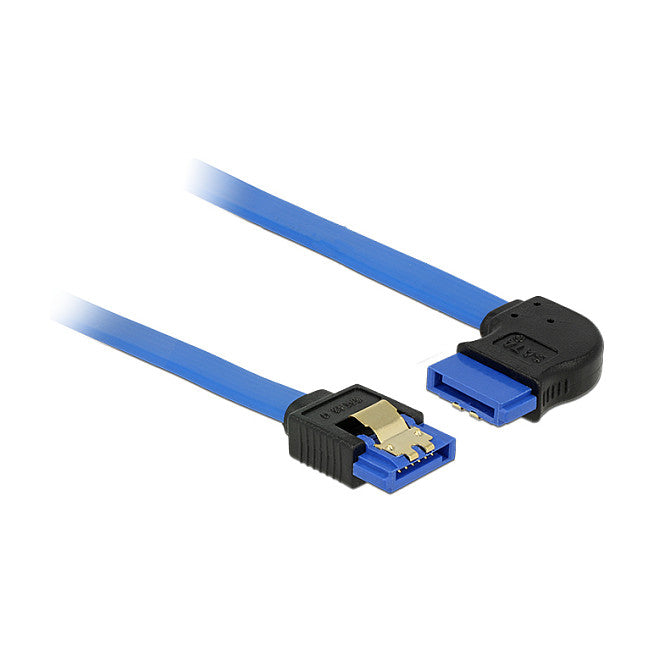 Kabel SATA 6 Gb/s Buchse gerade > SATA Buchse rechts gewinkelt 20 cm blau mit Goldclips