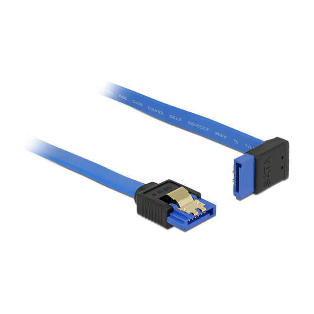 Kabel SATA 6 Gb/s Buchse gerade > SATA Buchse oben gewinkelt 20 cm blau mit Goldclips