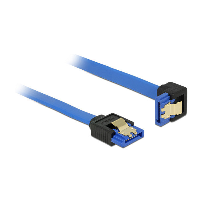 Kabel SATA 6 Gb/s Buchse gerade > SATA Buchse unten gewinkelt 70 cm blau mit Goldclips