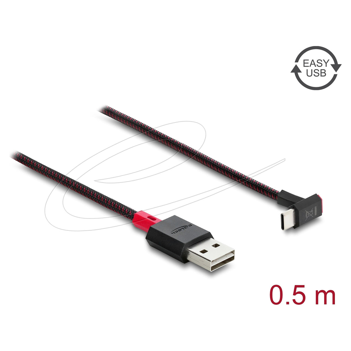 EASY-USB 2.0 Kabel Typ-A Stecker zu USB Type-C™ Stecker gewinkelt oben / unten 0,5 m schwarz