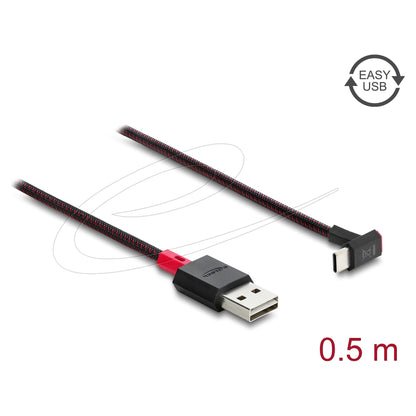 EASY-USB 2.0 Kabel Typ-A Stecker zu USB Type-C™ Stecker gewinkelt oben / unten 0,5 m schwarz