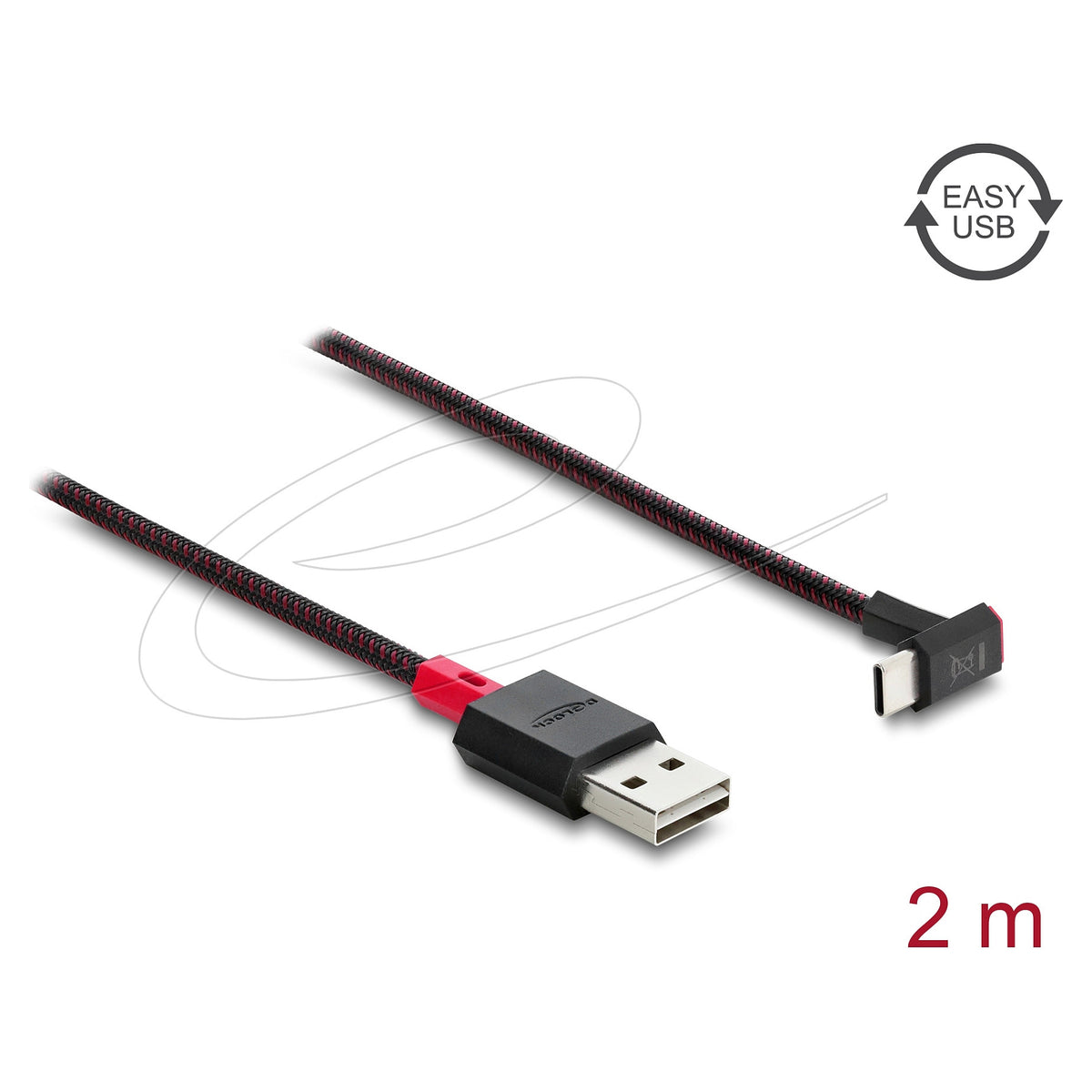 EASY-USB 2.0 Kabel Typ-A Stecker zu USB Type-C™ Stecker gewinkelt oben / unten 2 m schwarz