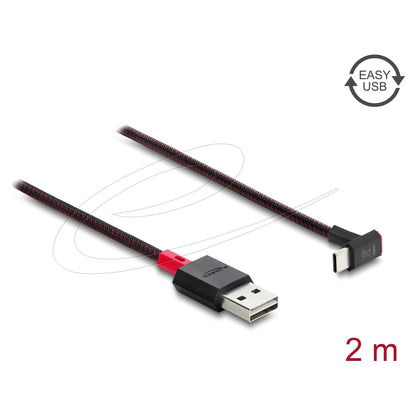 EASY-USB 2.0 Kabel Typ-A Stecker zu USB Type-C™ Stecker gewinkelt oben / unten 2 m schwarz