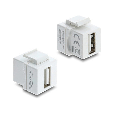 Mini Keystone Modul Kupplung USB 2.0 Typ-A Buchse zu USB 2.0 Typ-A Buchse weiß