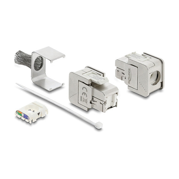 Keystone Modul RJ45 Buchse zu LSA Cat.6A geschirmt mit Abschirmgeflecht werkzeugfrei
