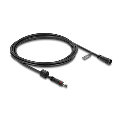 DC Verlängerungskabel 5,5 x 2,1 mm Stecker zu Buchse mit Schraubverschluss M12 x 1,75 mm Gewinde wasserfest 18 AWG, 2 m schwarz