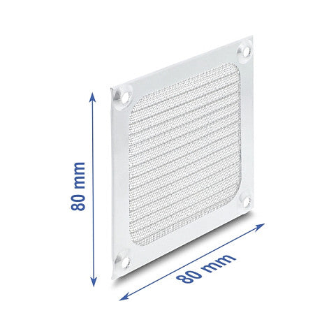 Lüftergitter 80 x 80 mm Aluminium – Lüfter Staubfilter mit Edelstahl-Filtergewebe
