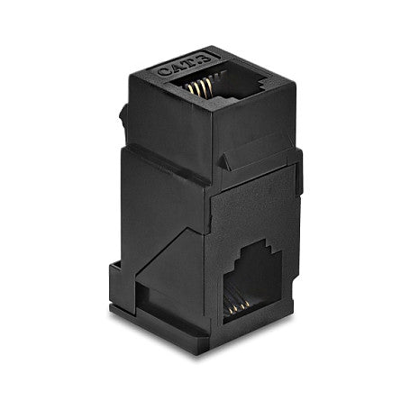 Keystone Modul Kupplung RJ14 Buchse zu RJ14 Buchse 90° gewinkelt Cat.3 Kunststoff schwarz