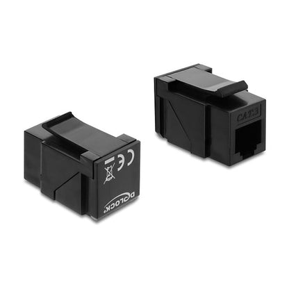 Keystone Modul Kupplung RJ14 Buchse zu RJ14 Buchse 90° gewinkelt Cat.3 Kunststoff schwarz