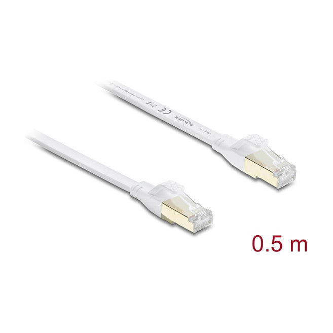 RJ45 Flachband Patchkabel Cat.8.1 U/FTP bis 40 Gbps 0,5 m weiß