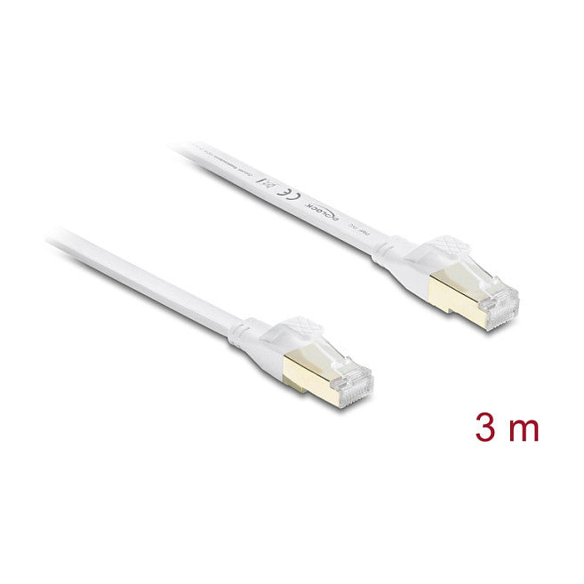 RJ45 Flachband Patchkabel Cat.8.1 U/FTP bis 40 Gbps 3 m weiß