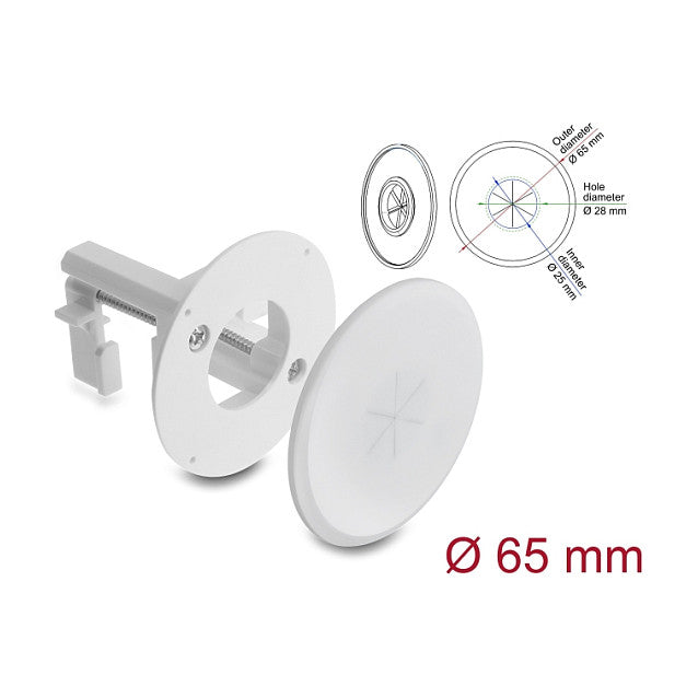 Silikon Kabeldurchführung rund Ø 65 mm zur Wandmontage / Tischmontage weiß
