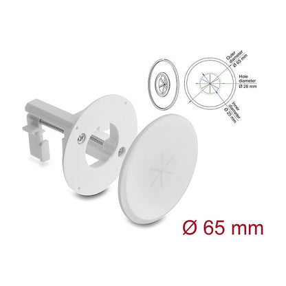 Silikon Kabeldurchführung rund Ø 65 mm zur Wandmontage / Tischmontage weiß