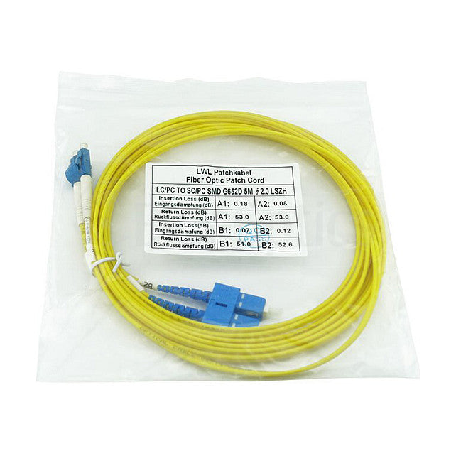 BlueOptics LWL Patchkabel LC / SC SM G.652.D yellow 1,0m