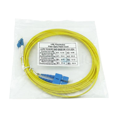 BlueOptics LWL Patchkabel LC / SC SM G.652.D yellow 1,0m