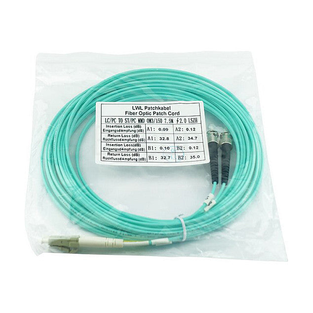 BlueOptics LWL Patchkabel LC / ST MM OM3 aqua 0,5m
