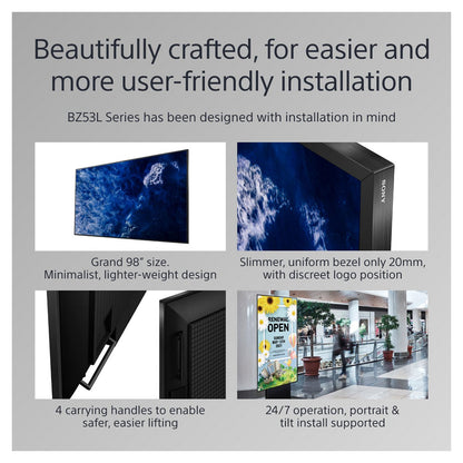 98" Sony BRAVIA FW-98BZ53L 4K Full Array LED 120Hz HDMI USB HDR Digital Signage AirPlay Chromecast