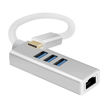 helos HUB, USB 3.1 Type-CSt. /3x USB+RJ45 Gigabit Ethernet, PREMIUM, silber