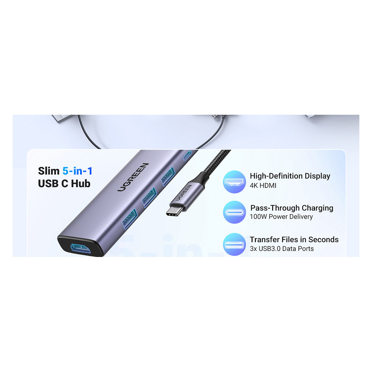 UGREEN CM511 6-in-1 USB-C Hub 1x HDMI 3x USB-A 1x TF/SD