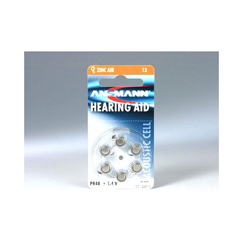 1x6 Ansmann Zinc-Air 13 (PR48) Hörgeräte Batterien