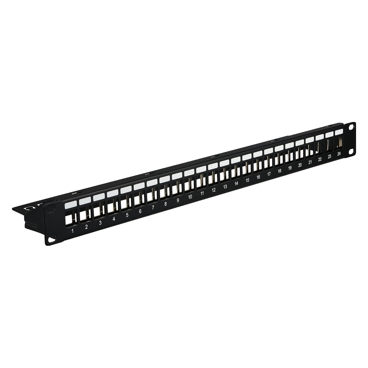 Verteilerfeld 19" 1HE, 24-Port, Metall, schwarz RAL9005