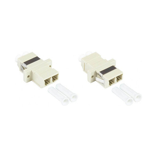 LWL Duplex Kupplung, LC (UPC) an LC (UPC), OM2, Multimode, Kunststoffgehäuse mit Flansch, Keramikhülse, grau, Good Connections®