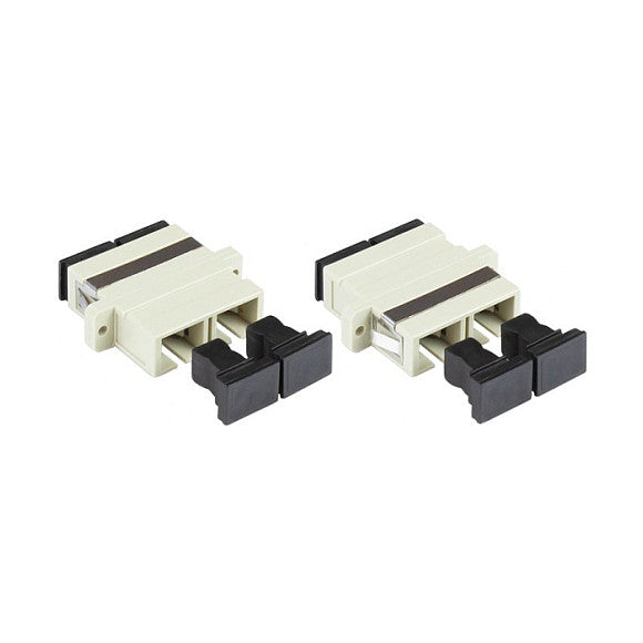 LWL Duplex Kupplung, SC (UPC) an SC (UPC), OM2, Multimode, Kunststoffgehäuse mit Flansch, Keramikhülse, grau, Good Connections®
