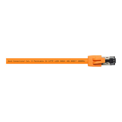 RNS® Patchkabel Cat. 8.1, S/FTP, PiMF, halogenfrei (LSZH), 2000MHz, 40Gbit/s, orange, 0,5m, Good Connections®