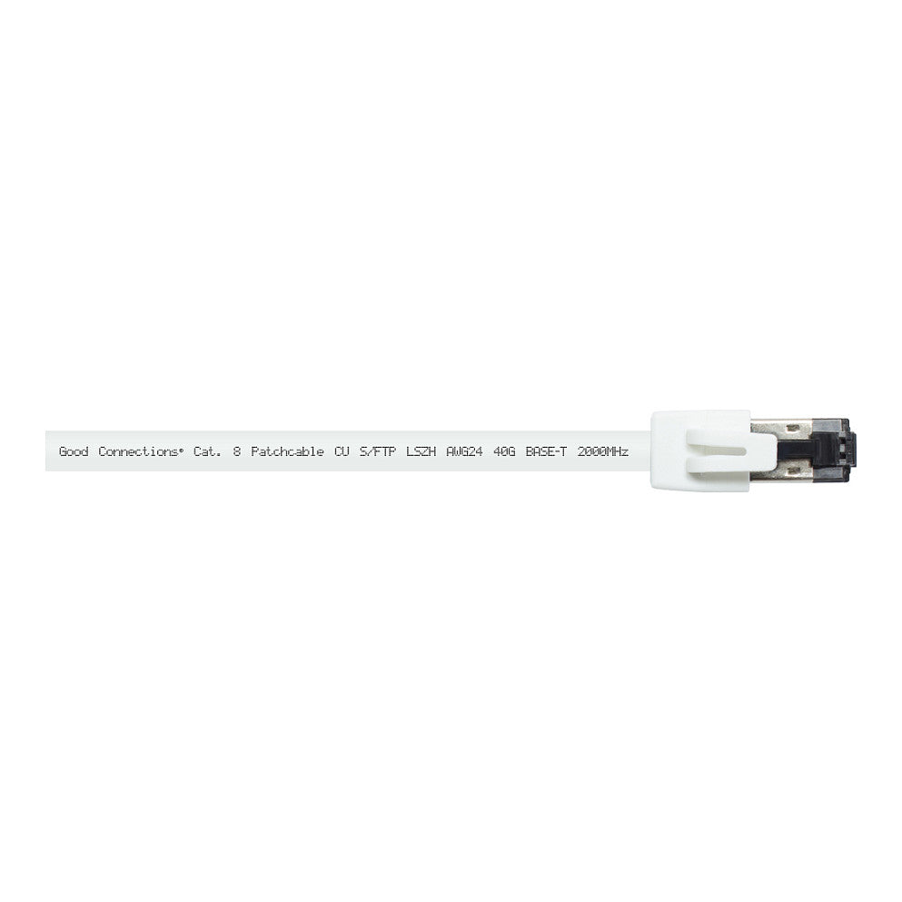 RNS® Patchkabel Cat. 8.1, S/FTP, PiMF, halogenfrei (LSZH), 2000MHz, 40Gbit/s, weiß, 0,5m, Good Connections®