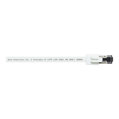 RNS® Patchkabel Cat. 8.1, S/FTP, PiMF, halogenfrei (LSZH), 2000MHz, 40Gbit/s, weiß, 0,5m, Good Connections®