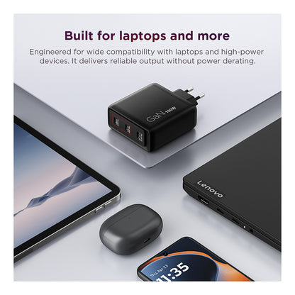 N Lenovo Multi-Port USB-C 100W GaN-Ladegerät/ Netzteil Schwarz inkl. USB-C Kabel (1,8m)