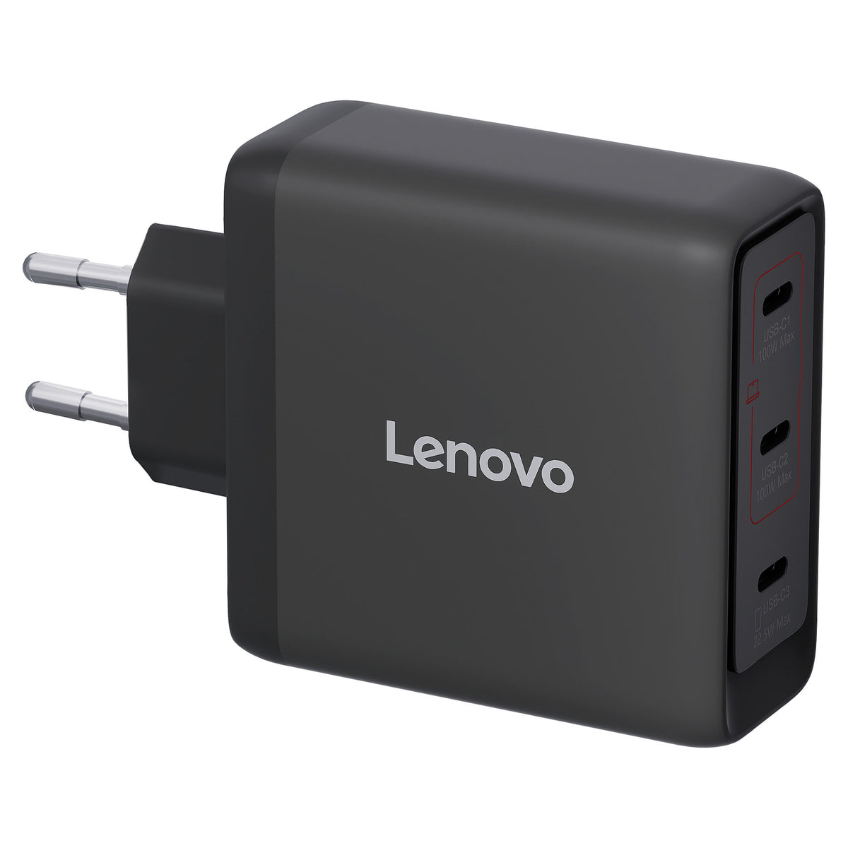 N Lenovo Multi-Port USB-C 100W GaN-Ladegerät/ Netzteil Schwarz inkl. USB-C Kabel (1,8m)