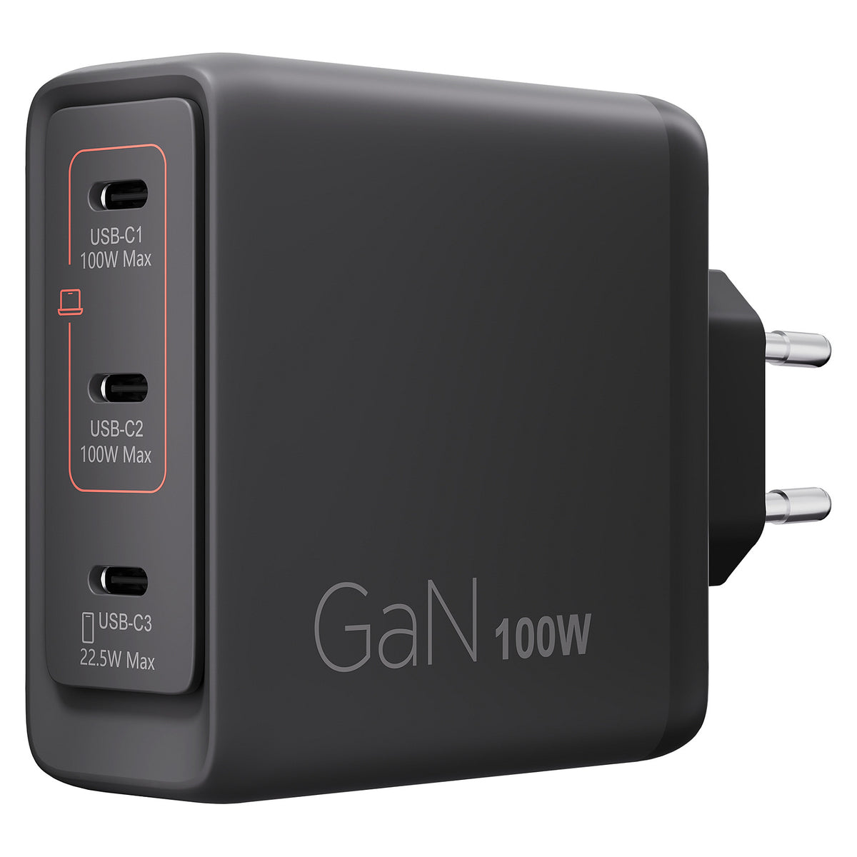 N Lenovo Multi-Port USB-C 100W GaN-Ladegerät/ Netzteil Schwarz inkl. USB-C Kabel (1,8m)