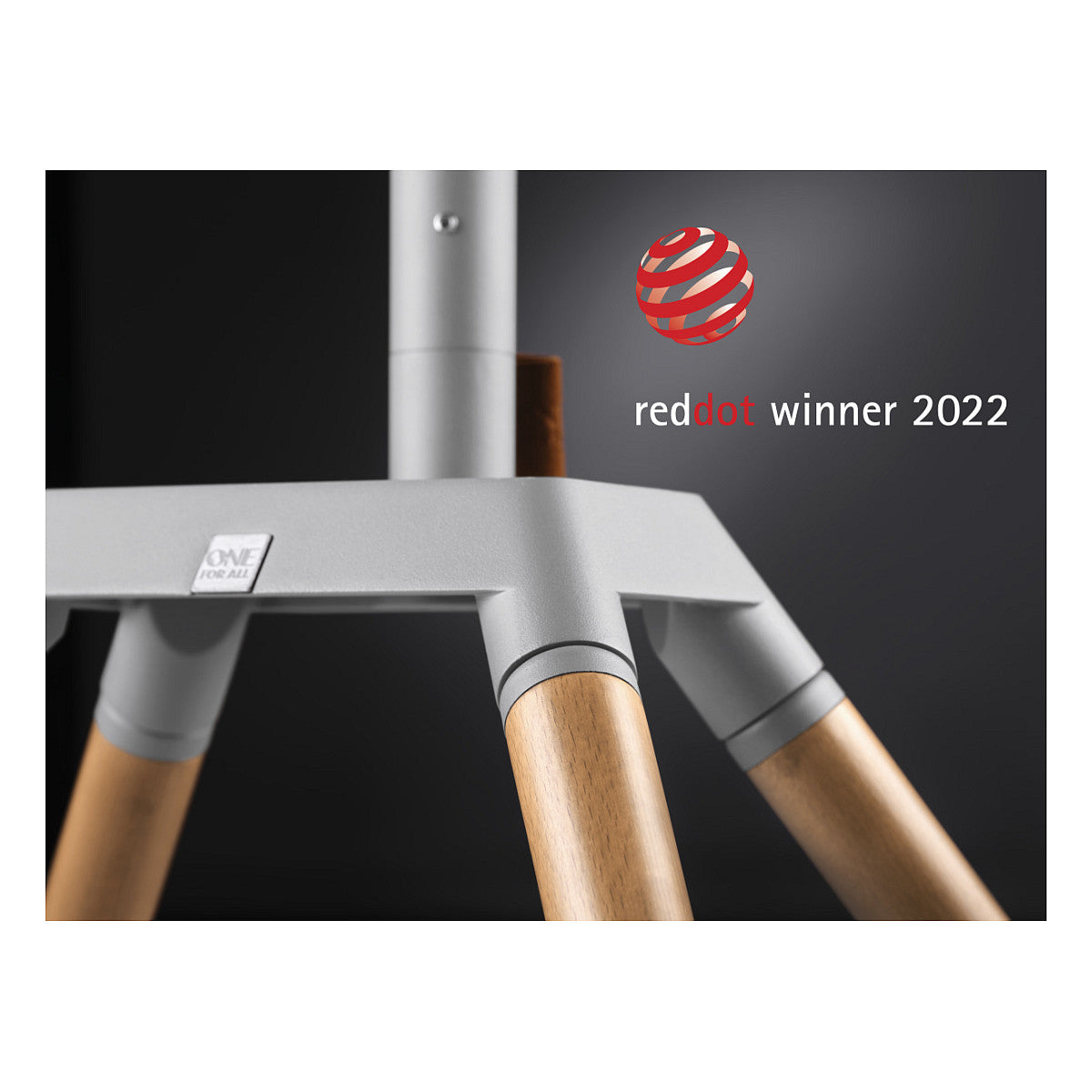 One For All WM 7476 Quadpod TV-Ständer 32-70" VESA 400x400 35kg Kabelmanagement Soundbar-Halter 360° Oak Silver Grey