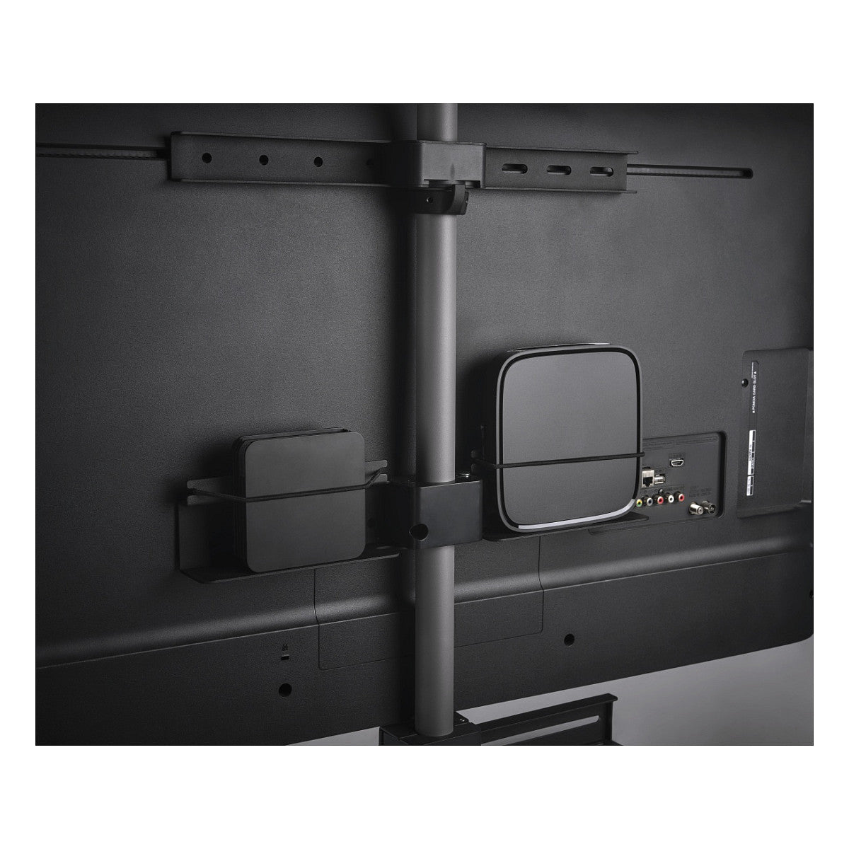 One For All WM 7476 Quadpod TV-Ständer 32-70" VESA 400x400 35kg Kabelmanagement Soundbar-Halter 360° Oak Silver Grey