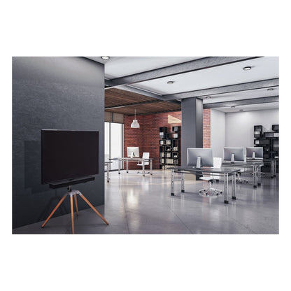 One For All WM 7476 Quadpod TV-Ständer 32-70" VESA 400x400 35kg Kabelmanagement Soundbar-Halter 360° Oak Silver Grey