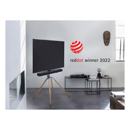 One For All WM 7476 Quadpod TV-Ständer 32-70" VESA 400x400 35kg Kabelmanagement Soundbar-Halter 360° Oak Silver Grey
