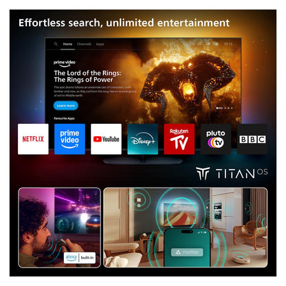 189,0cm/75" (3840x2160) Philips 75MLED910/12 4K QD MiniLED 120Hz HDMI USB WLAN Bluetooth Ambilight HDR10+ Dolby Vision Black