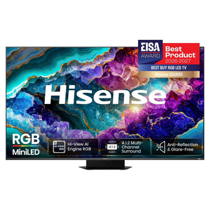 164,0cm/65" (3840x2160) Hisense 65UR9DS Smart TV 4K RGB MiniLED 6ms 170Hz HDMI USB-C LAN HDR VESA WiFi Bluetooth Black/Grey