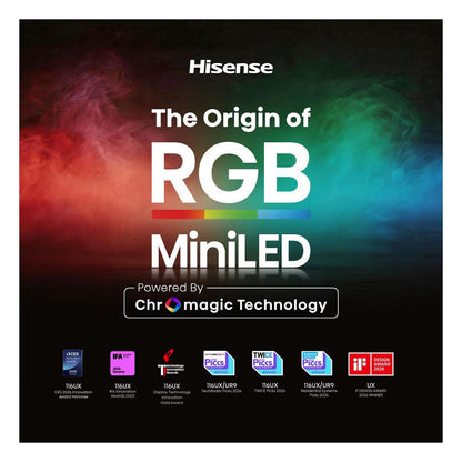 164,0cm/65" (3840x2160) Hisense 65UR9DS Smart TV 4K RGB MiniLED 6ms 170Hz HDMI USB-C LAN HDR VESA WiFi Bluetooth Black/Grey