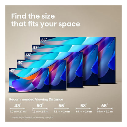 139,0cm/55" (3840x2160) Hisense 55A6S Smart TV 4K UHD 8ms 60Hz HDMI USB LAN HDR VESA WiFi Bluetooth Black/Grey