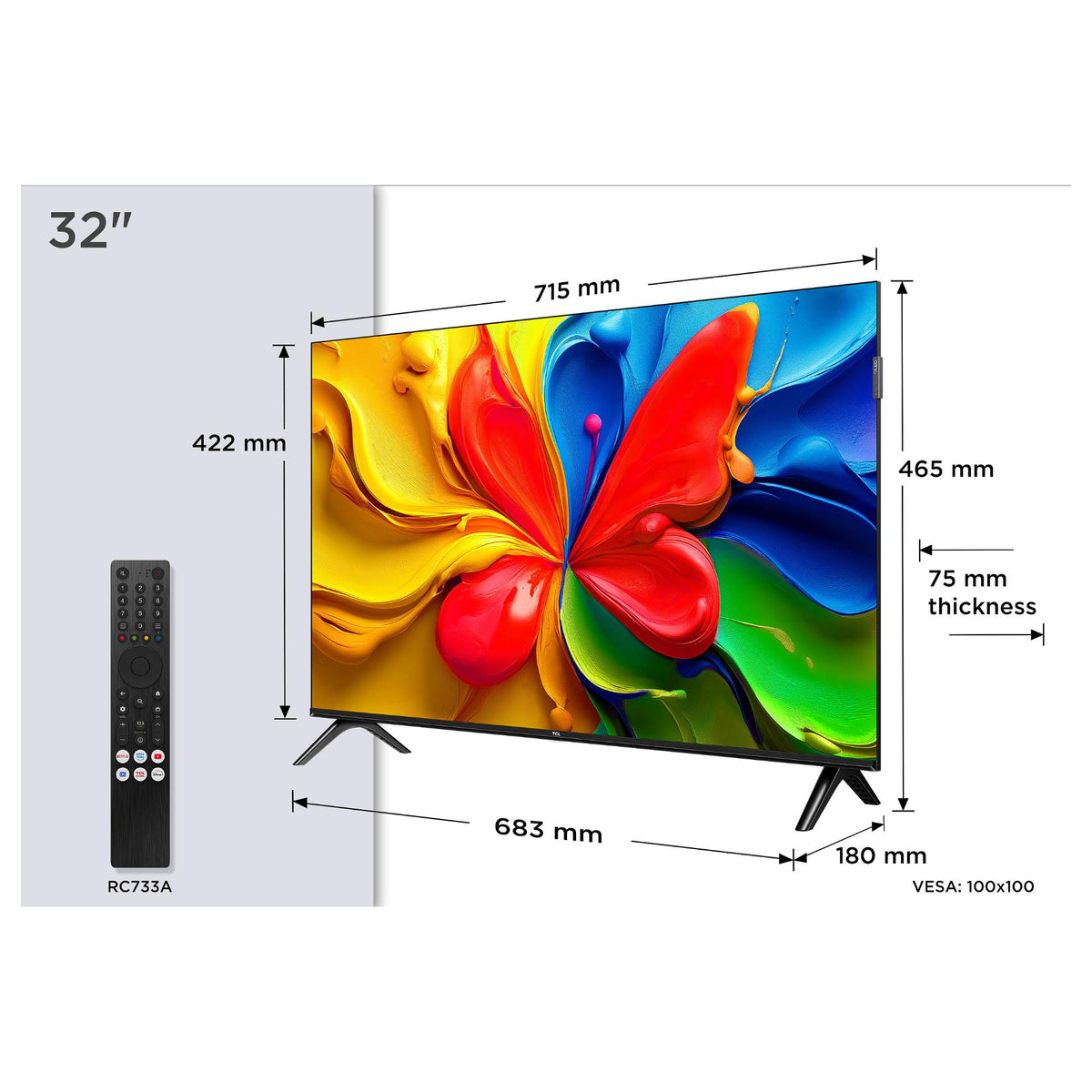 32" TCL 32V4C 80 cm schwarz, WXGA, Triple Tuner, Android TV