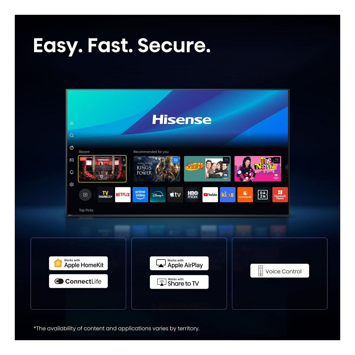 189,0cm/75" (3840x2160) Hisense 75E7S PRO Smart TV 4K Hi-QLED 8ms 144Hz HDMI USB HDR WiFi Bluetooth Black/Grey